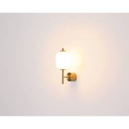 Netlighting Ewald Wall Lamp BrassColoured Opal Glass Shade LED 3000K in Gold - thumbnail 5