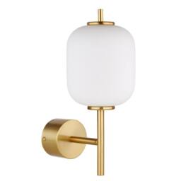 Netlighting Ewald Wall Lamp BrassColoured Opal Glass Shade LED 3000K in Gold - thumbnail 2