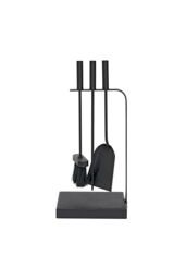 JVL Belmont 3 Piece Companion Set + Stand in Black - thumbnail 1