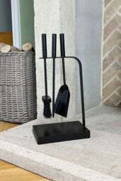 JVL Belmont 3 Piece Companion Set + Stand in Black - thumbnail 3
