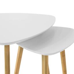 SoBuy Nesting Coffee Tables - Bamboo Legs in White - thumbnail 5