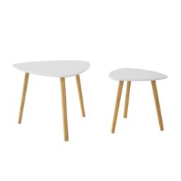 SoBuy Nesting Coffee Tables - Bamboo Legs in White - thumbnail 2