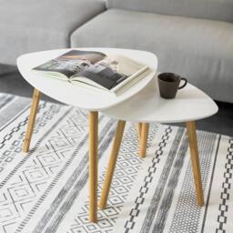 SoBuy Nesting Coffee Tables - Bamboo Legs in White - thumbnail 1