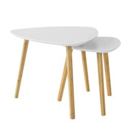 SoBuy Nesting Coffee Tables - Bamboo Legs in White - thumbnail 3