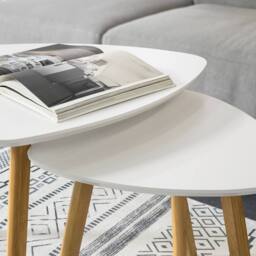 SoBuy Nesting Coffee Tables - Bamboo Legs in White - thumbnail 9
