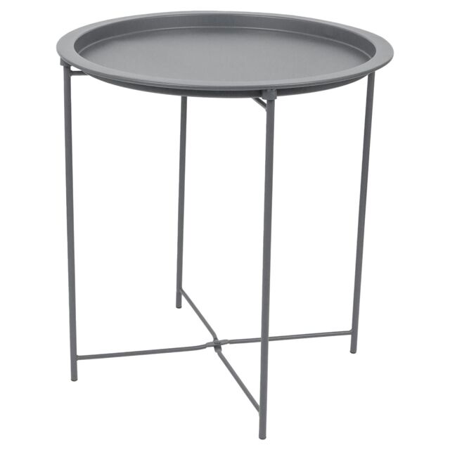Harbour Housewares Round Steel Tray Table in Grey - image 1