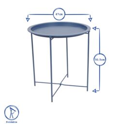Harbour Housewares Round Steel Tray Table in Grey - thumbnail 3