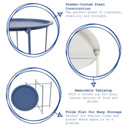 Harbour Housewares Round Steel Tray Table in Grey - thumbnail 2