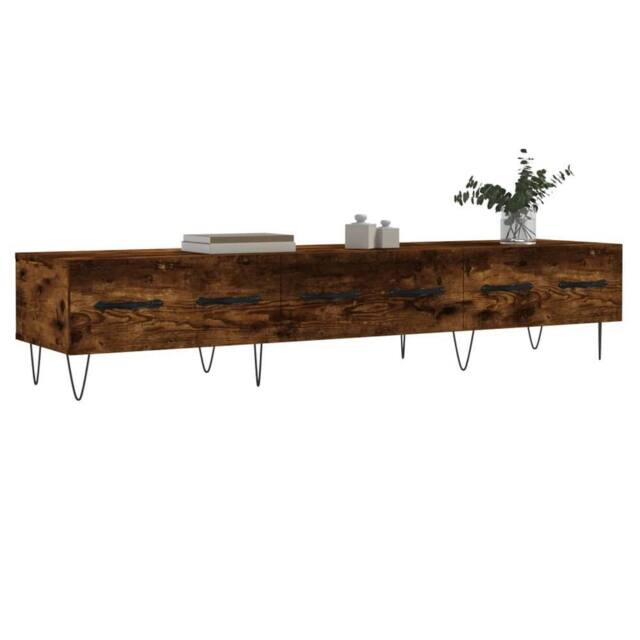 Berkfield Home TV Cabinet Smoked Oak 150x36x30 cm Engineered Wood in Brown - Size: 150 x 36 x 30 cm - image 1