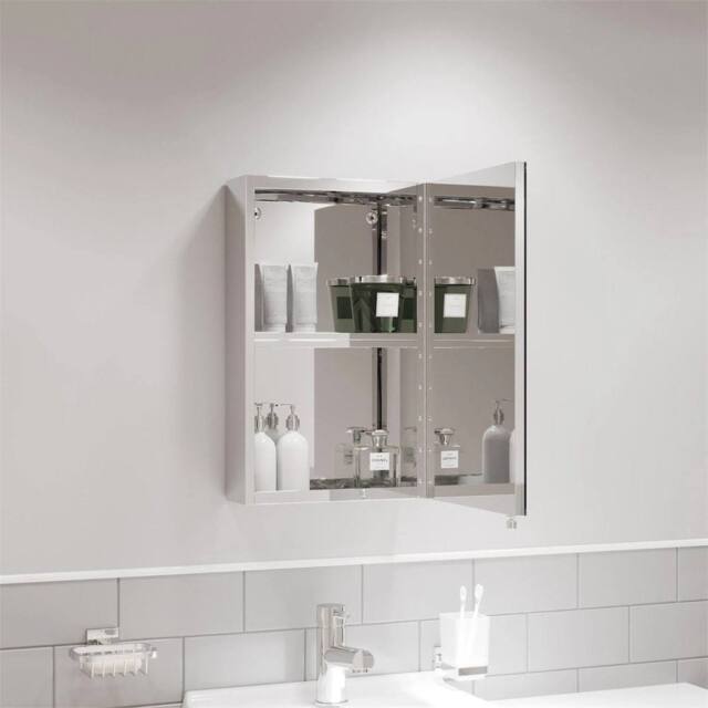 SPETLEK Stainless Steel Wall Mounted Bathroom Mirror Cabinet in Silver - image 1