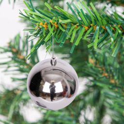 Shatchi Christmas Tree Decorations baubles mid grey 10cm 6pcs set pvc - thumbnail 3