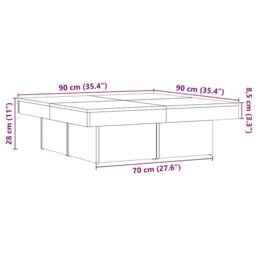 Berkfield Home Coffee Table Artisan Oak 90x90x28 cm Engineered Wood in Brown - Size: 90 x 90 x 28 cm - thumbnail 9