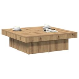 Berkfield Home Coffee Table Artisan Oak 90x90x28 cm Engineered Wood in Brown - Size: 90 x 90 x 28 cm - thumbnail 3