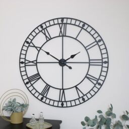 Melody Maison Extra Large Black Metal Skeleton Clock 100cm X 100cm - Size: 100 cm X 100 cm - thumbnail 5