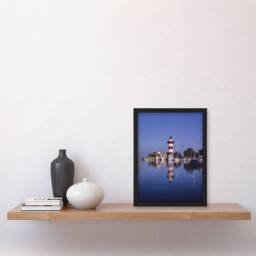 Artery8 Harbourtown Lighthouse South Carolina Margolies Framed Wall Art Print in Blue - Size: A4 - thumbnail 4