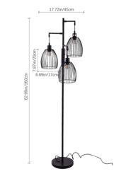 Living and Home Black Modern Industrial Style 3-head Floor Lamp with Irregular Shade - thumbnail 4