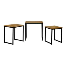 Jaipur Furniture Ltd Ravi Iron Base Solid Wood Stool (Set of 3) - Mango Wood/Iron - L40 x W54 x H54 cm - Light Finish in Brown - thumbnail 3