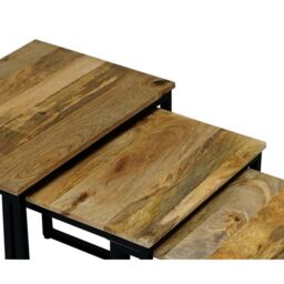 Jaipur Furniture Ltd Ravi Iron Base Solid Wood Stool (Set of 3) - Mango Wood/Iron - L40 x W54 x H54 cm - Light Finish in Brown - thumbnail 5