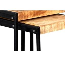 Wyld Haus Toivakka Nesting Side Tables Reclaimed Wood & Metal Set of 2 in Brown - thumbnail 4