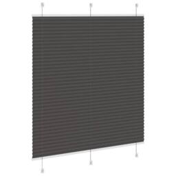 Berkfield Home Pleated Blind Black 120x100 cm Fabric Width 119.4 cm Polyester in Charcoal - thumbnail 4