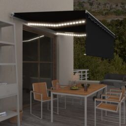 Berkfield Home Manual Retractable Awning with Blind&LED 4x3m Anthracite in Black