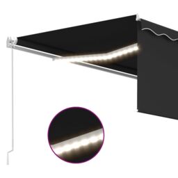 Berkfield Home Manual Retractable Awning with Blind&LED 4x3m Anthracite in Black - thumbnail 5