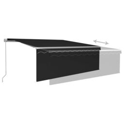 Berkfield Home Manual Retractable Awning with Blind&LED 4x3m Anthracite in Black - thumbnail 4