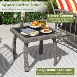 Kelvenix 3 PCS Rattan Bistro Set Wicker Furniture Set in Grey - Size: 0.6m2 - thumbnail 4