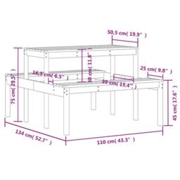 Berkfield Home Picnic Table 110x134x75 cm Solid Wood Douglas in Light Tan - Size: 110 x 134 x 75 cm - thumbnail 9