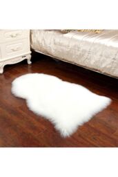 Living and Home 60Cm x 90Cm Humberto Handmade Shag Cowhide White Rug - Size: 60 cm x 90 cm - thumbnail 2