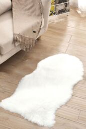 Living and Home 60Cm x 90Cm Humberto Handmade Shag Cowhide White Rug - Size: 60 cm x 90 cm - thumbnail 1