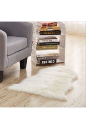 Living and Home 60Cm x 90Cm Humberto Handmade Shag Cowhide White Rug - Size: 60 cm x 90 cm - thumbnail 6