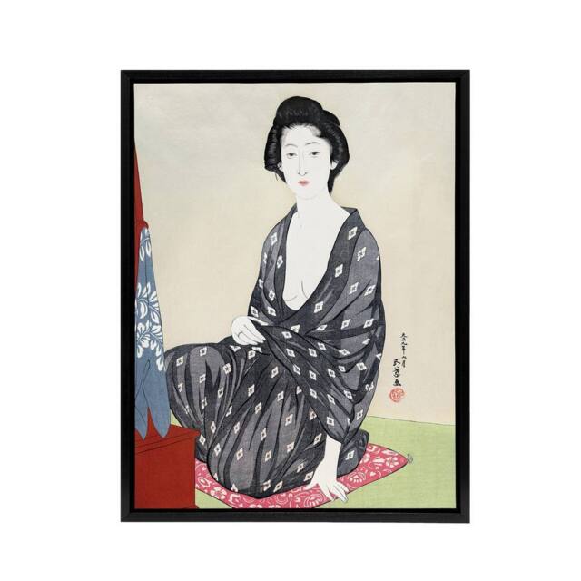 "Artery8 Woman In Summer Clothing Framed Canvas Wall Art Print Goyo Hashiguchi - Size: W12"" x H16""" - image 1