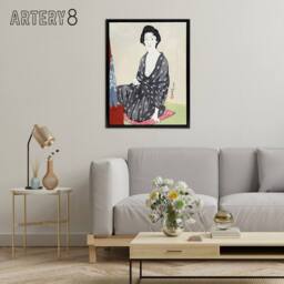 "Artery8 Woman In Summer Clothing Framed Canvas Wall Art Print Goyo Hashiguchi - Size: W12"" x H16""" - thumbnail 3