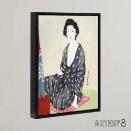 "Artery8 Woman In Summer Clothing Framed Canvas Wall Art Print Goyo Hashiguchi - Size: W12"" x H16""" - thumbnail 2