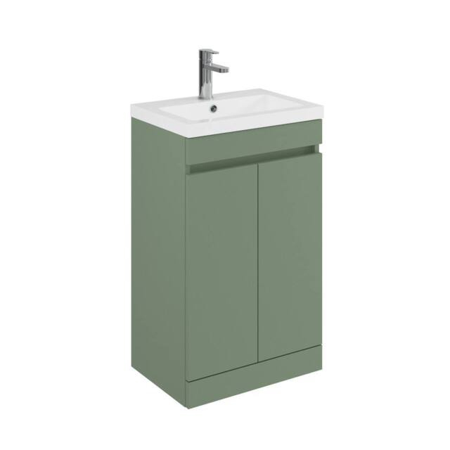 Balterley 500mm Floor Standing 2 Door Unit with Polymarble Basin - Green - image 1