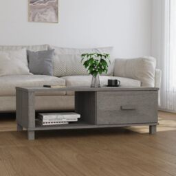 Berkfield Home Coffee Table HAMAR Light Grey 100x55x35 cm Solid Wood Pine - Size: 100 x 55 x 35 cm