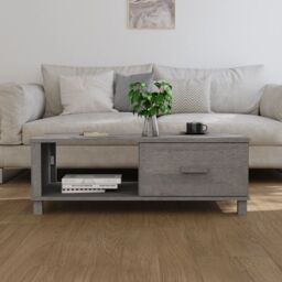 Berkfield Home Coffee Table HAMAR Light Grey 100x55x35 cm Solid Wood Pine - Size: 100 x 55 x 35 cm - thumbnail 3