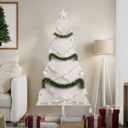 Berkfield Home Wooden Christmas Tree for Decoration White 150 cm Solid Wood Pine - thumbnail 2