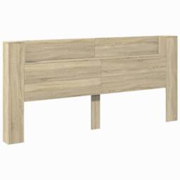 Berkfield Home Headboard Cabinet with LED Sonoma Oak 220x16.5x103.5 cm in Light Tan