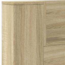 Berkfield Home Headboard Cabinet with LED Sonoma Oak 220x16.5x103.5 cm in Light Tan - thumbnail 9