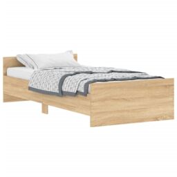 Berkfield Home Bed Frame Sonoma Oak 90x190 cm Single Engineered Wood in Brown - thumbnail 2