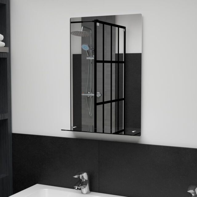 Berkfield Home Wall Mirror with Shelf 40x60 cm Tempered Glass in Silver - image 1