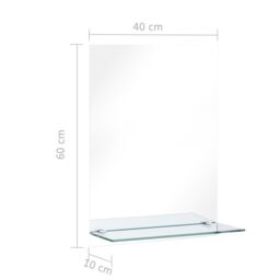 Berkfield Home Wall Mirror with Shelf 40x60 cm Tempered Glass in Silver - thumbnail 6