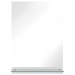 Berkfield Home Wall Mirror with Shelf 40x60 cm Tempered Glass in Silver - thumbnail 3