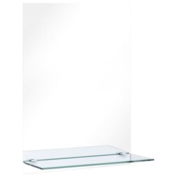Berkfield Home Wall Mirror with Shelf 40x60 cm Tempered Glass in Silver - thumbnail 2