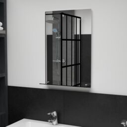 Berkfield Home Wall Mirror with Shelf 40x60 cm Tempered Glass in Silver