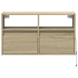 Berkfield Home TV Wall Cabinet with LED Lights Sonoma Oak 80x31x45 cm in Brown - Size: 80 x 31 x 45 cm - thumbnail 6