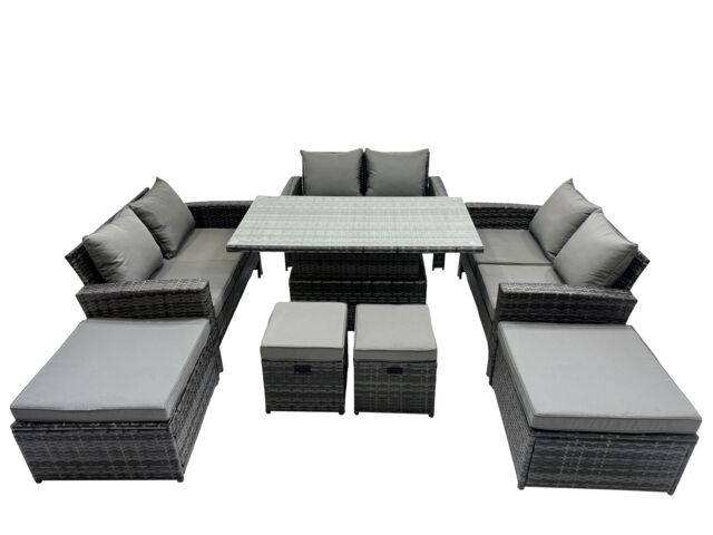 Fimous Outdoor Love Sofa Set &Adjustable Lifting Dining or Coffee Table in Dark Grey - image 1