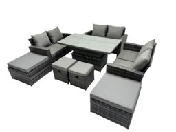 Fimous Outdoor Love Sofa Set &Adjustable Lifting Dining or Coffee Table in Dark Grey - thumbnail 2